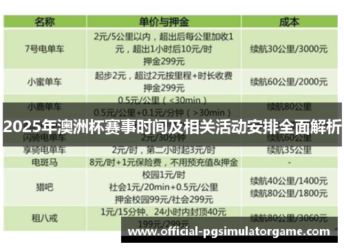 2025年澳洲杯赛事时间及相关活动安排全面解析