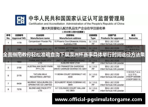 全面指南教你轻松准确查询下届澳洲杯赛事具体举行时间途径方法集