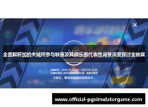 全面解析加的夫城所参与联赛及其俱乐部代表性背景深度探讨全貌展